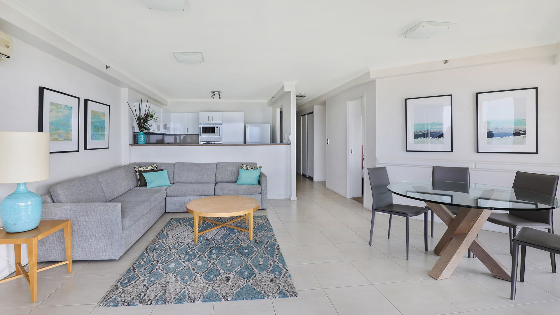 ULTIQA Points North. Deluxe 2 Bedroom Centre Front Apartment. Lounge and Dining Areas.