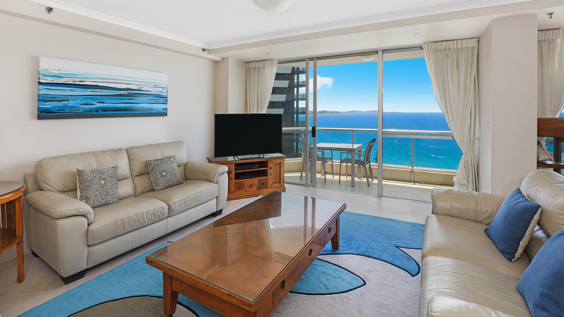 ULTIQA Points North. Superior 3 Bedroom Ocean View Apartment. Lounge Area with Balcony and Beautiful Sea Views.
