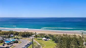 Sweeping coastal views of the ocean and beachside parklands from ULTIQA Beach Haven on Broadbeach.