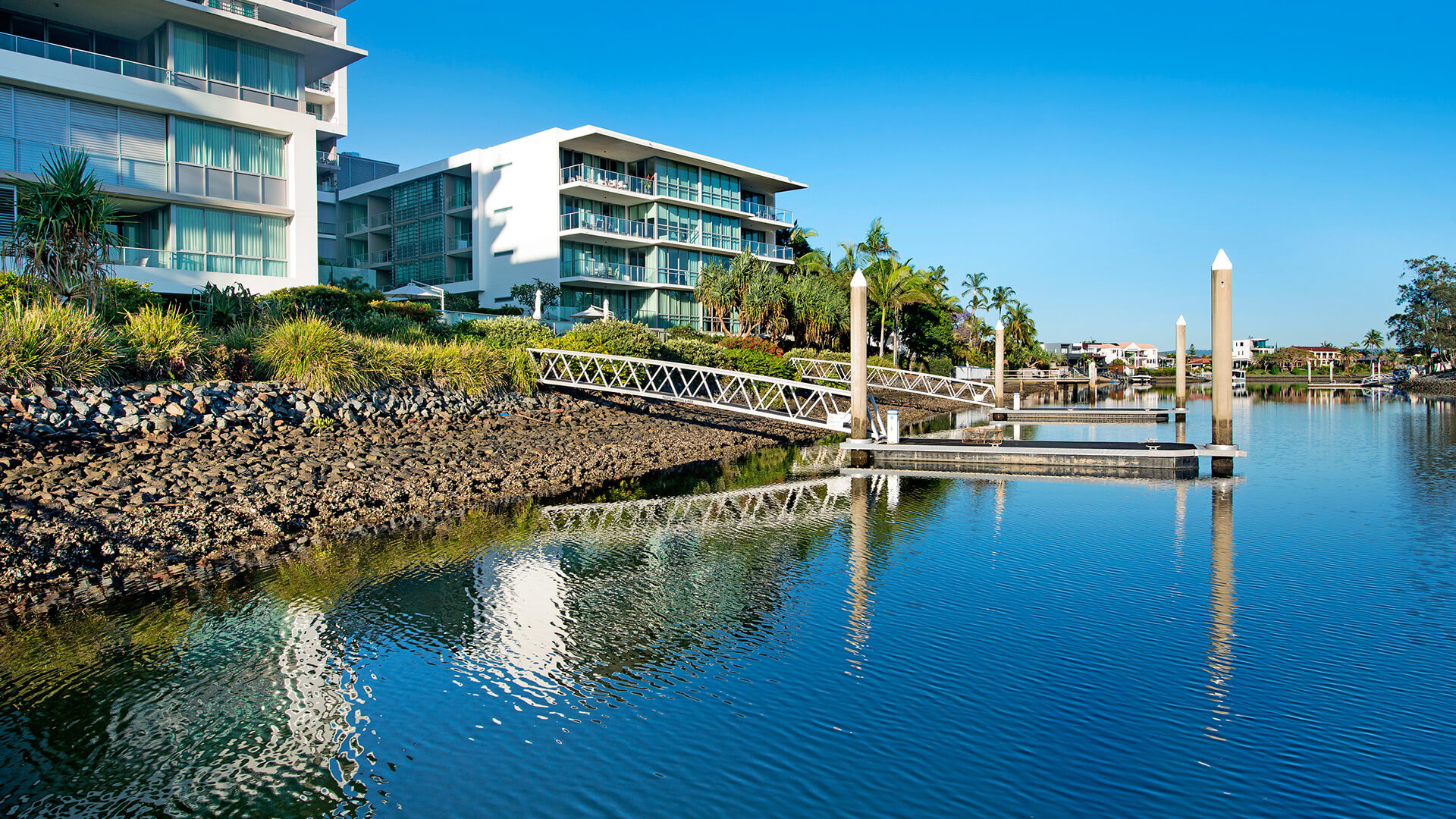 Waterfront view of ULTIQA Freshwater Point Resort, Broadbeach.