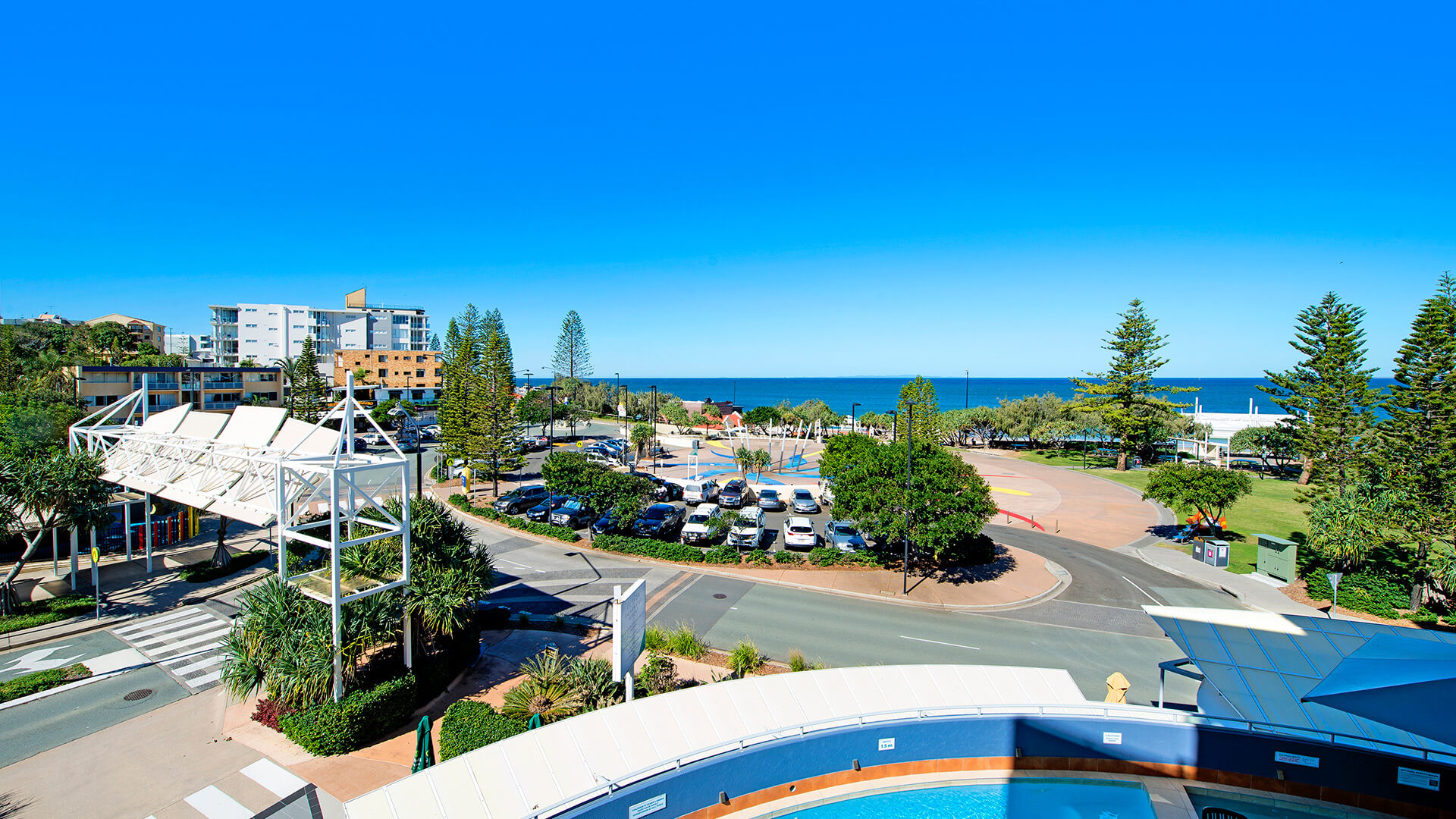 Ocean and pool views from 2 Bedroom Apartment balcony at ULTIQA Shearwater Resort.