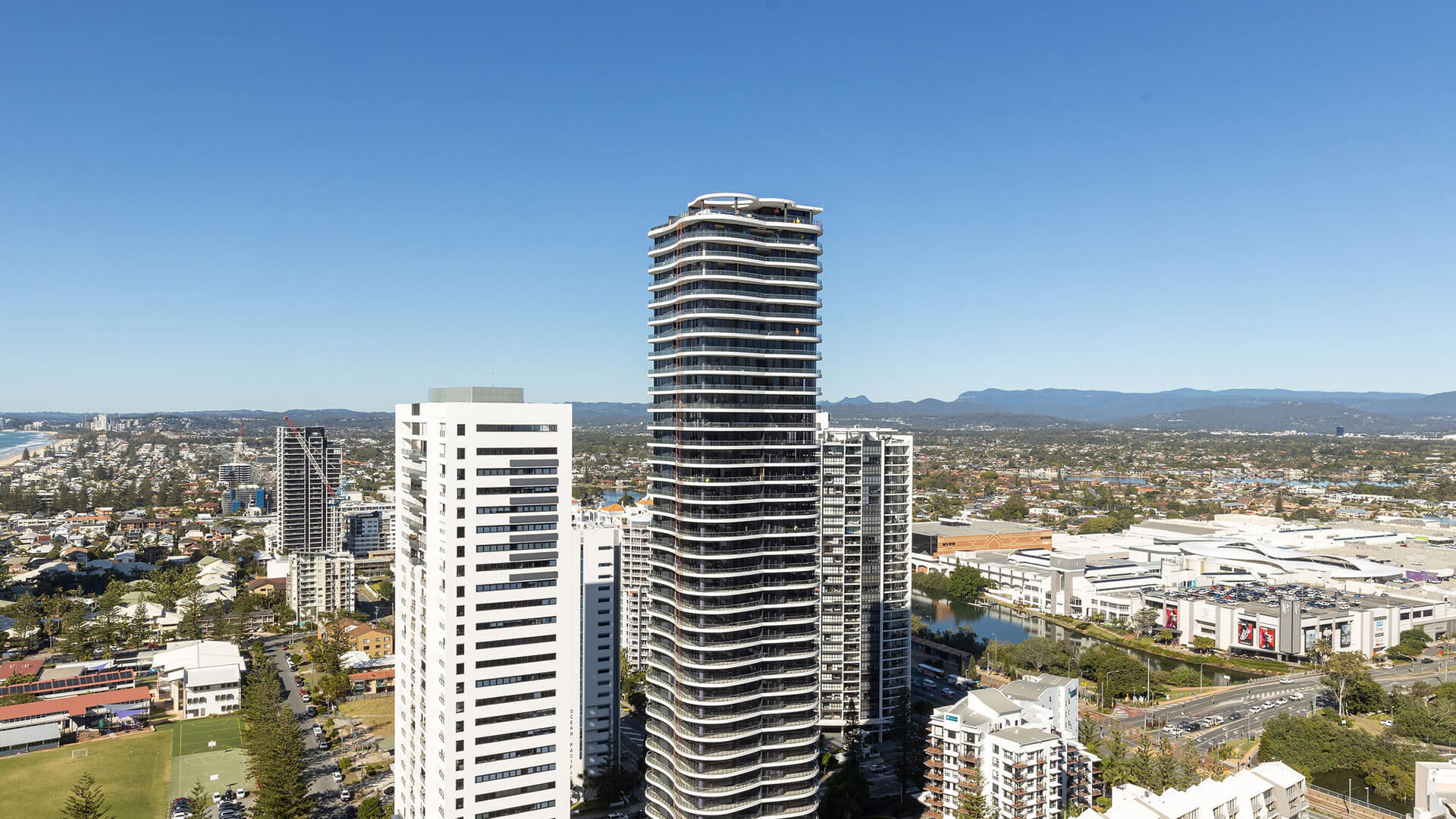 City skyline and hinterland views from the 2 Bedroom Ocean View Suite at ULTIQA Signature at Broadbeach.