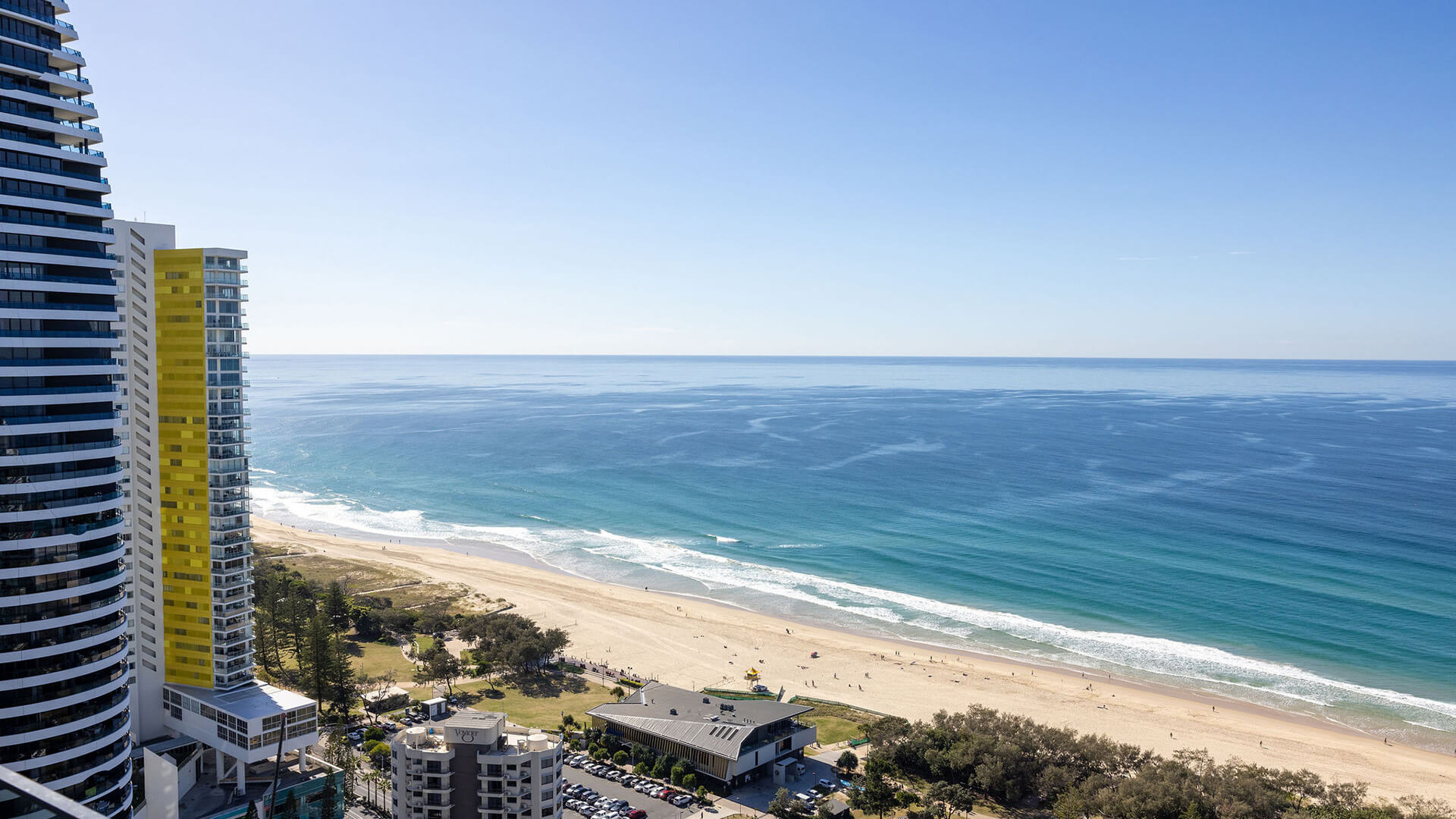 Beach view from 3 Bedroom Ocean Sub-Penthouse at ULTIQA Signature at Broadbeach.
