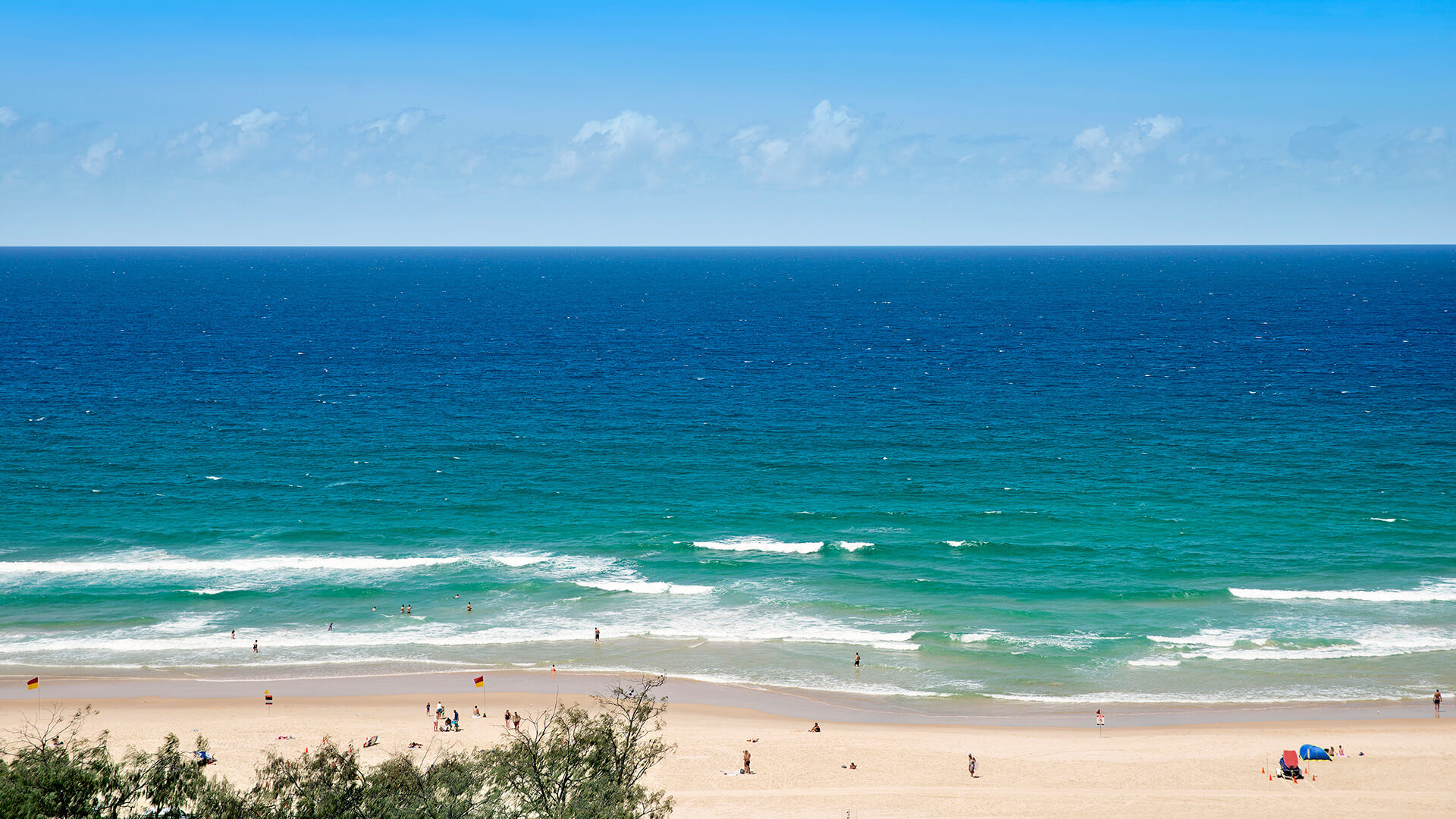 Beach and ocean views from 1 Bedroom Ocean View Apartment at ULTIQA Air on Broadbeach.