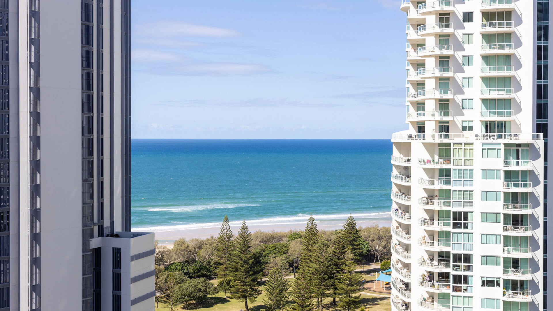 Ocean views from 1 Bedroom Ocean View Suite at ULTIQA Signature at Broadbeach.