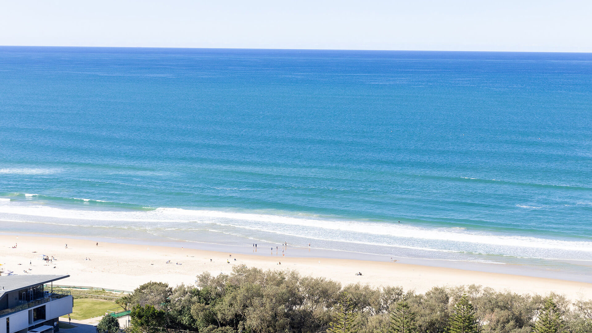 Playground and beach views from 2 Bedroom Ocean View Suite Premium at ULTIQA Signature at Broadbeach.